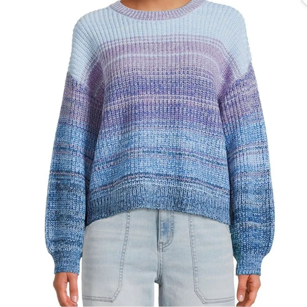 Time and Tru's Shaker Sweatercrewneck Drop-shoulder longsleeves ribbed cuffs